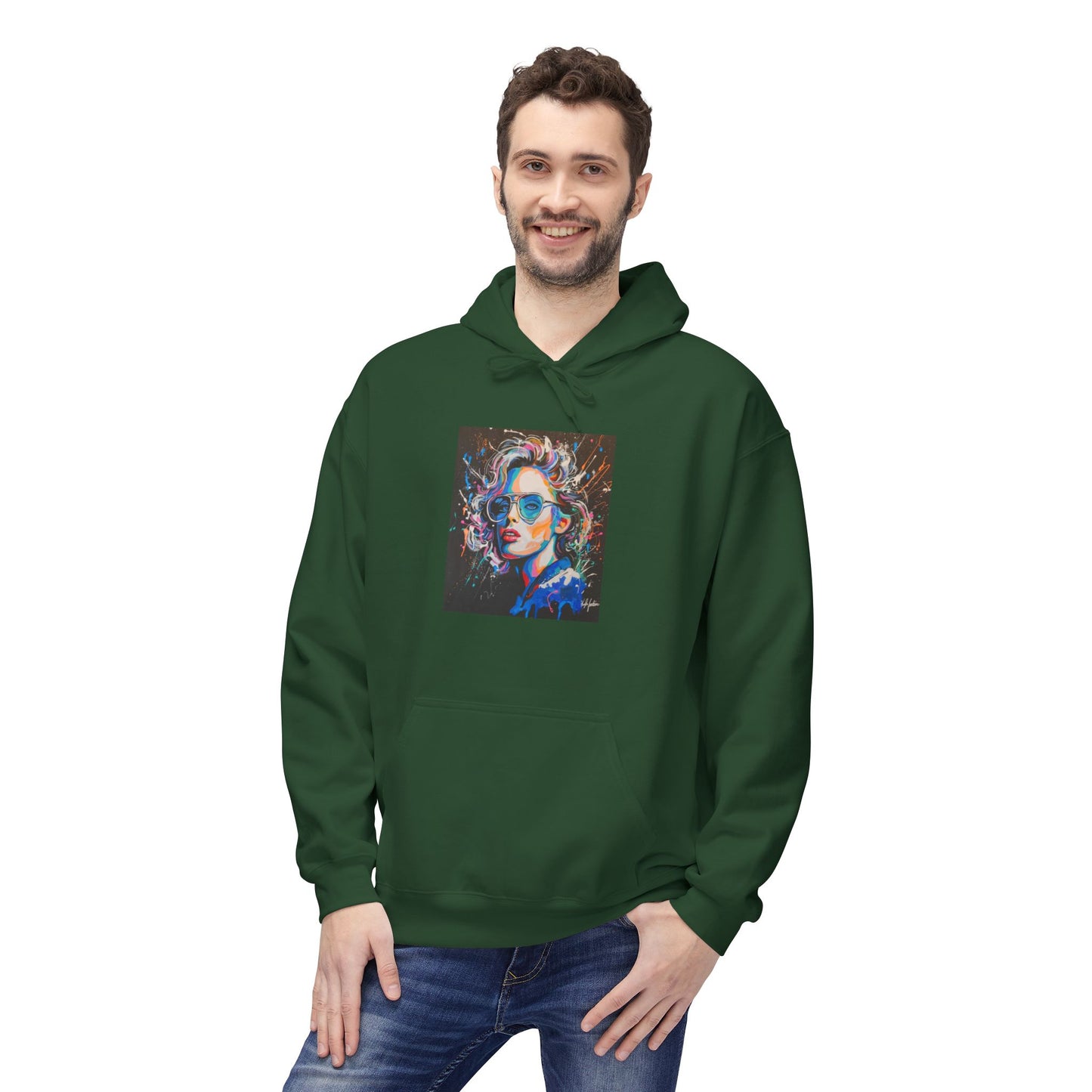 Vibrant Art Hoodie - Unisex Midweight Softstyle Fleece with Abstract Design