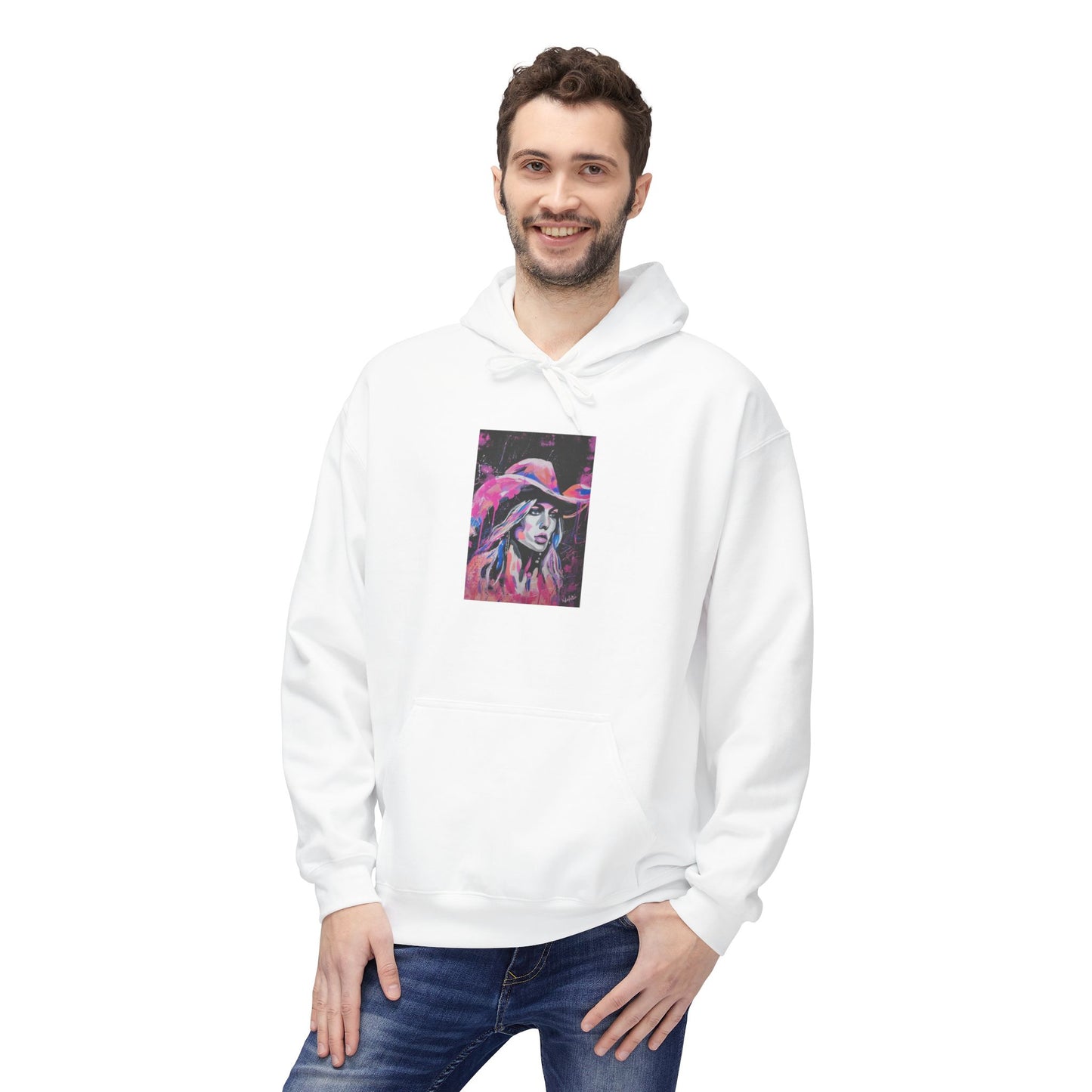 Artistic Pink Abstract Unisex Hoodie - Cozy Midweight Fleece Sweatshirt